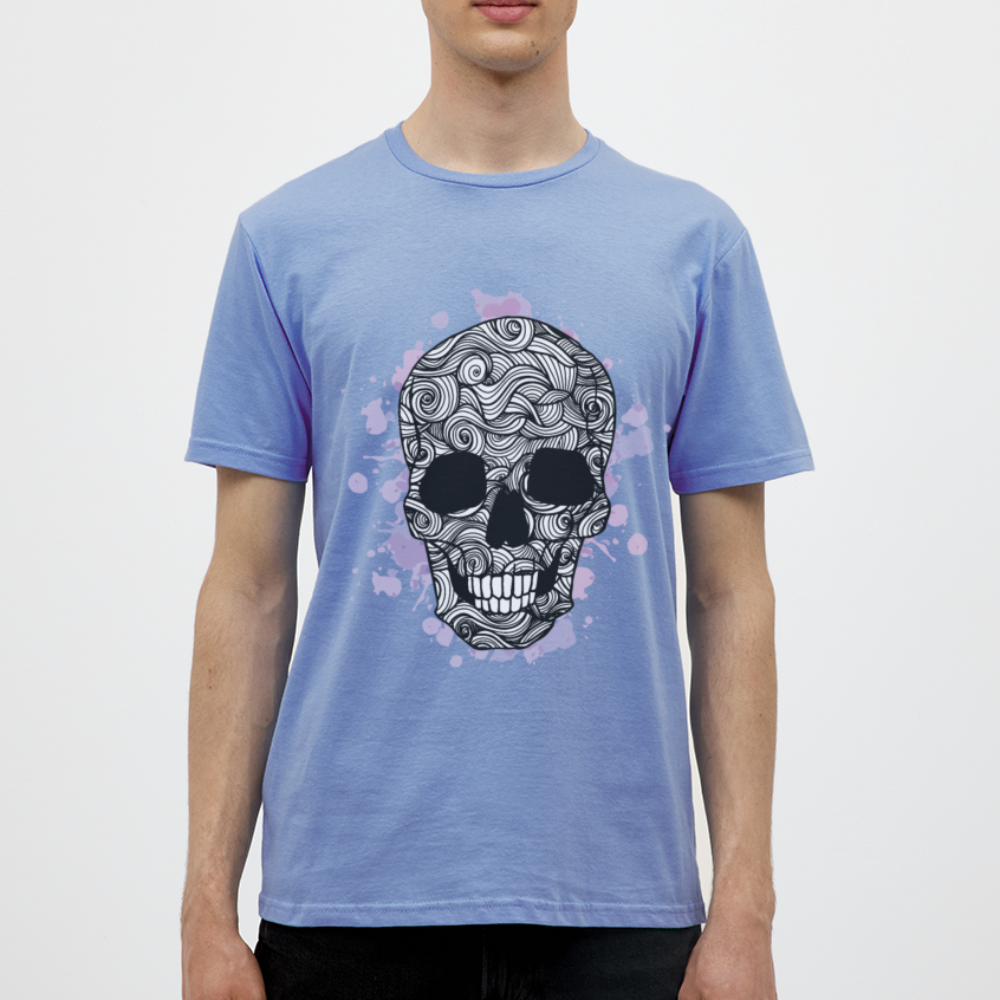 Dunkle Eleganz: Totenkopf-Herren T-Shirt für wahre Gothic-Fans - carolina blue