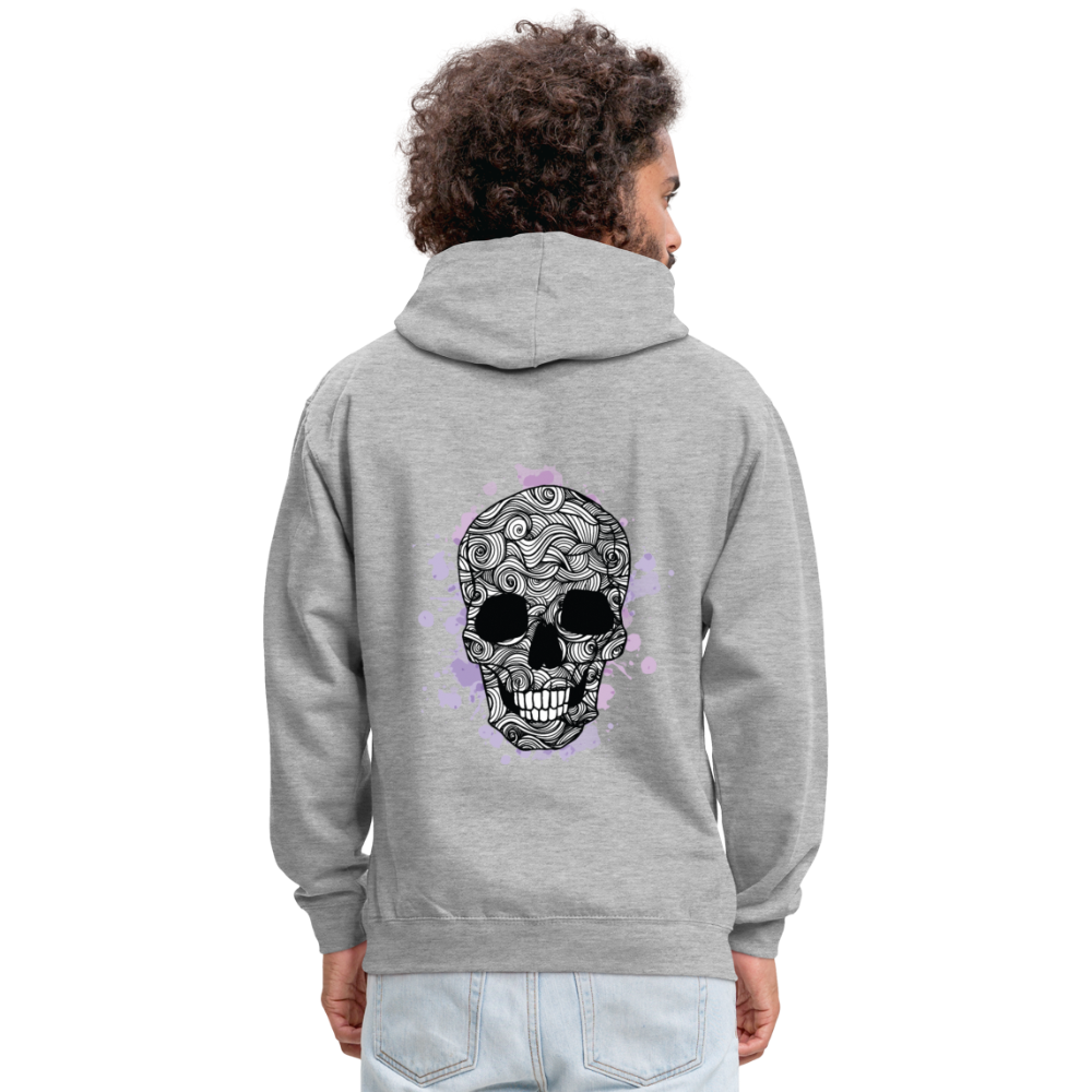 Rebellischer Herren Kontrast-Hoodie mit Totenkopf: Mach dich unverwechselbar - Grau meliert/Navy