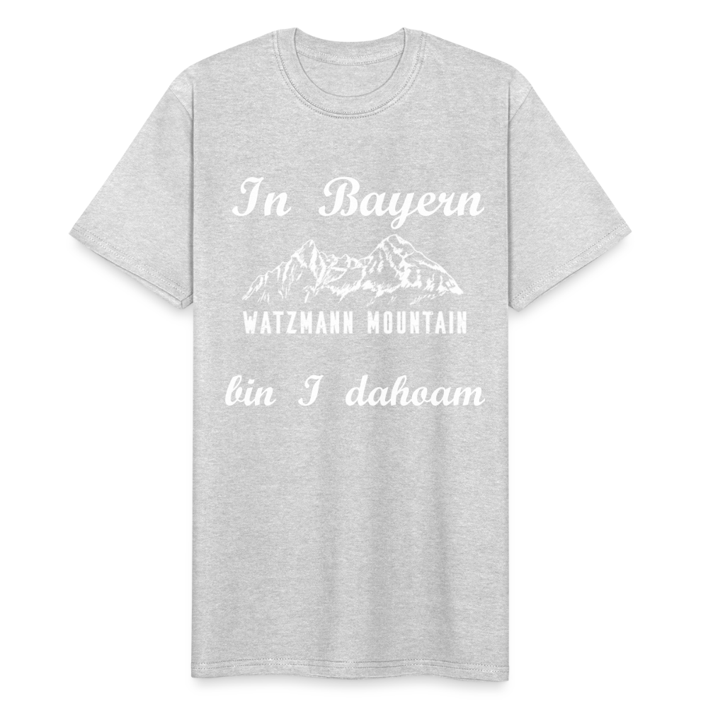 Herren - Männer Workwear T-Shirt bayrisch In Bayern bin I dahoam Watzmann Mountains - Grau meliert