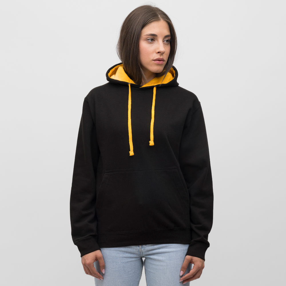 Rebellischer Herren Kontrast-Hoodie mit Totenkopf: Mach dich unverwechselbar - Schwarz/Gold