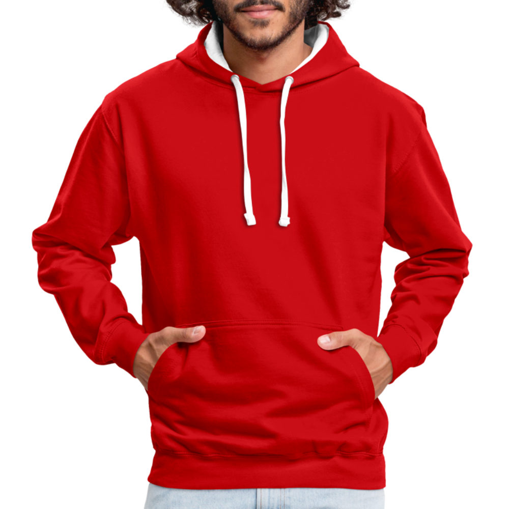 Rebellischer Herren Kontrast-Hoodie mit Totenkopf: Mach dich unverwechselbar - Rot/Weiß