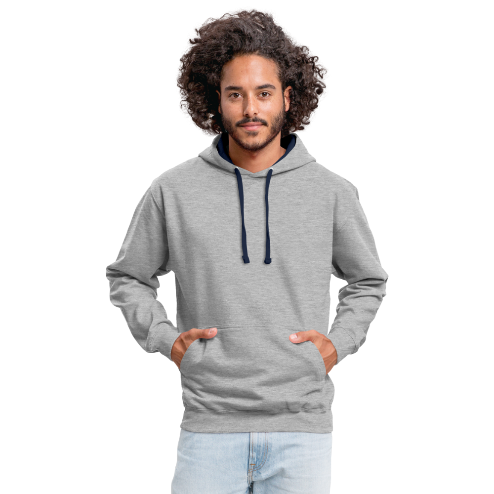 Rebellischer Herren Kontrast-Hoodie mit Totenkopf: Mach dich unverwechselbar - Grau meliert/Navy