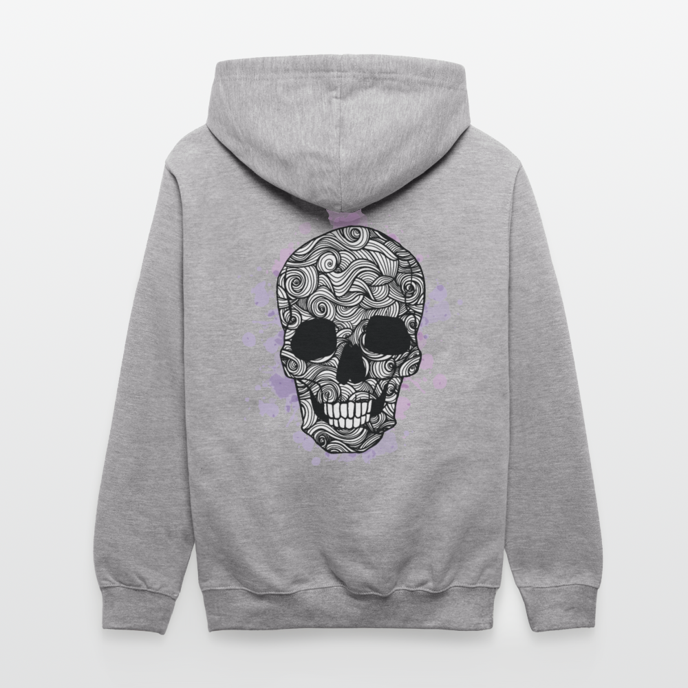 Rebellischer Herren Kontrast-Hoodie mit Totenkopf: Mach dich unverwechselbar - Grau meliert/Navy