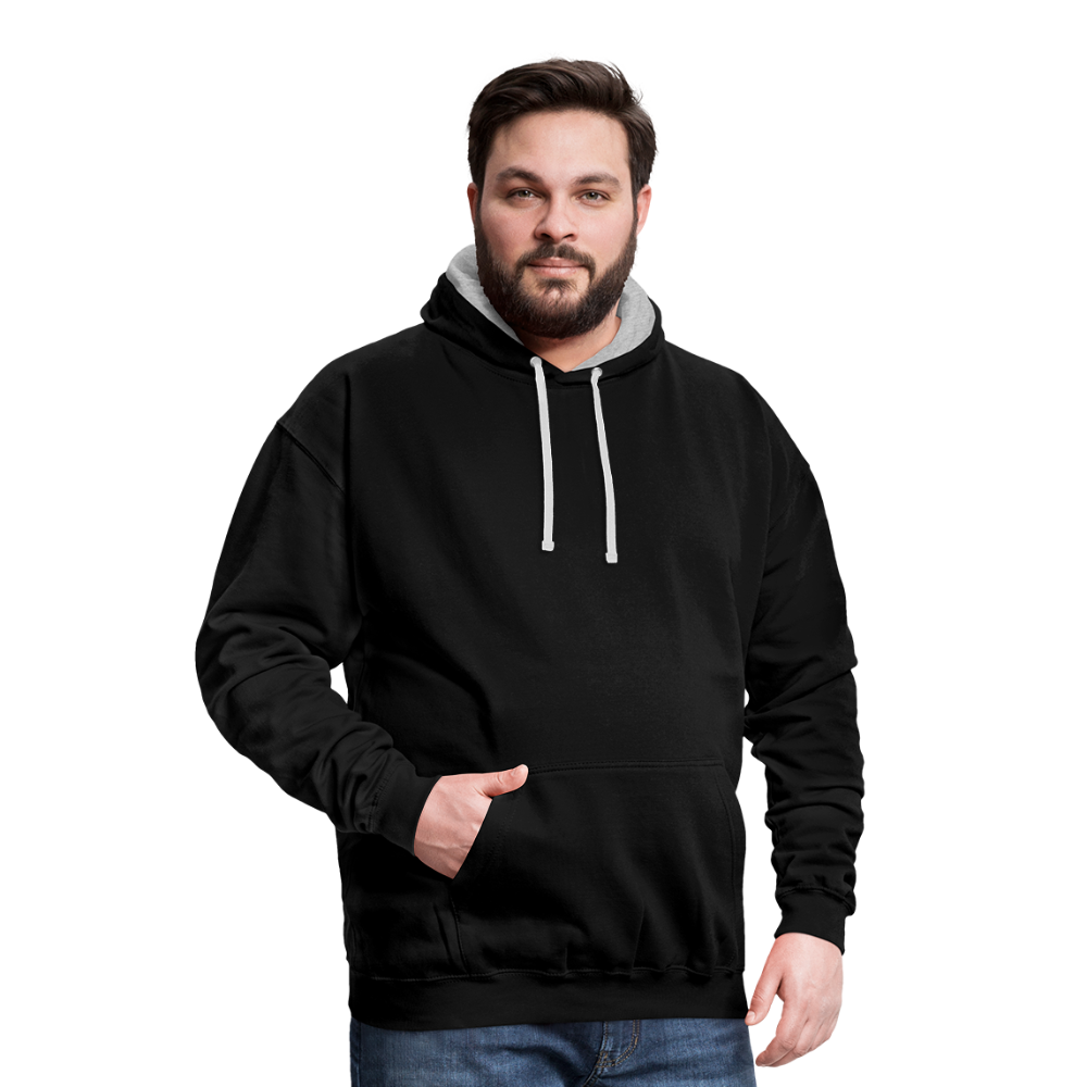 Rebellischer Herren Kontrast-Hoodie mit Totenkopf: Mach dich unverwechselbar - Schwarz/Grau meliert