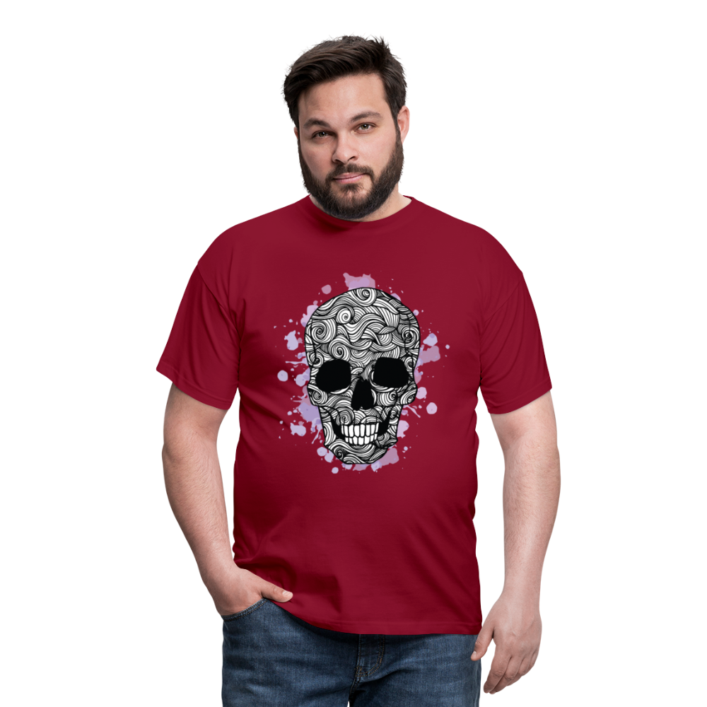 Dunkle Eleganz: Totenkopf- Herren T-Shirt für wahre Gothic-Fans - Ziegelrot