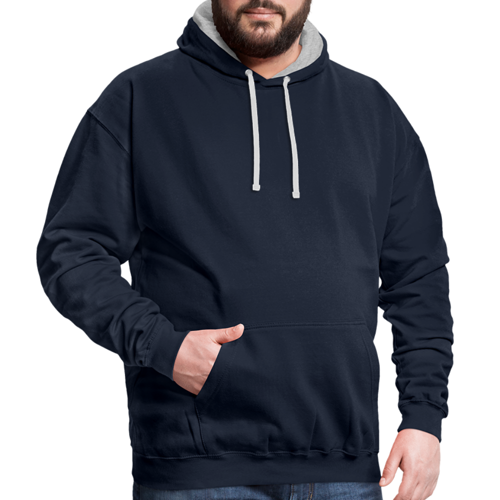 Rebellischer Herren Kontrast-Hoodie mit Totenkopf: Mach dich unverwechselbar - Navy/Grau meliert