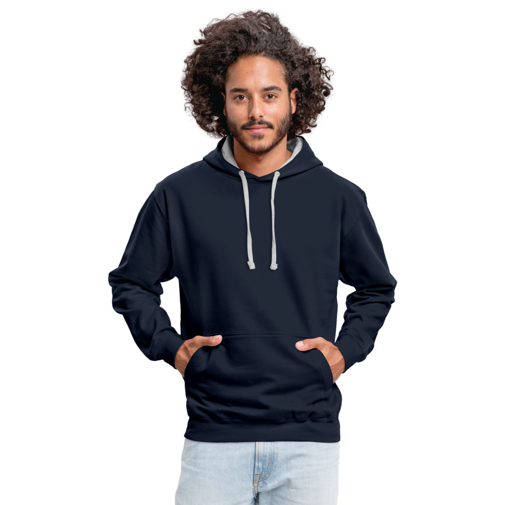 Rebellischer Herren Kontrast-Hoodie mit Totenkopf: Mach dich unverwechselbar - Navy/Grau meliert