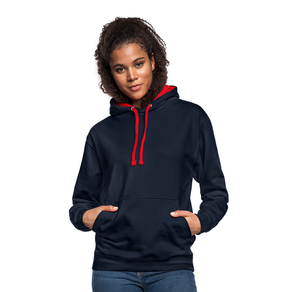 Rebellischer Herren Kontrast-Hoodie mit Totenkopf: Mach dich unverwechselbar - Navy/Rot