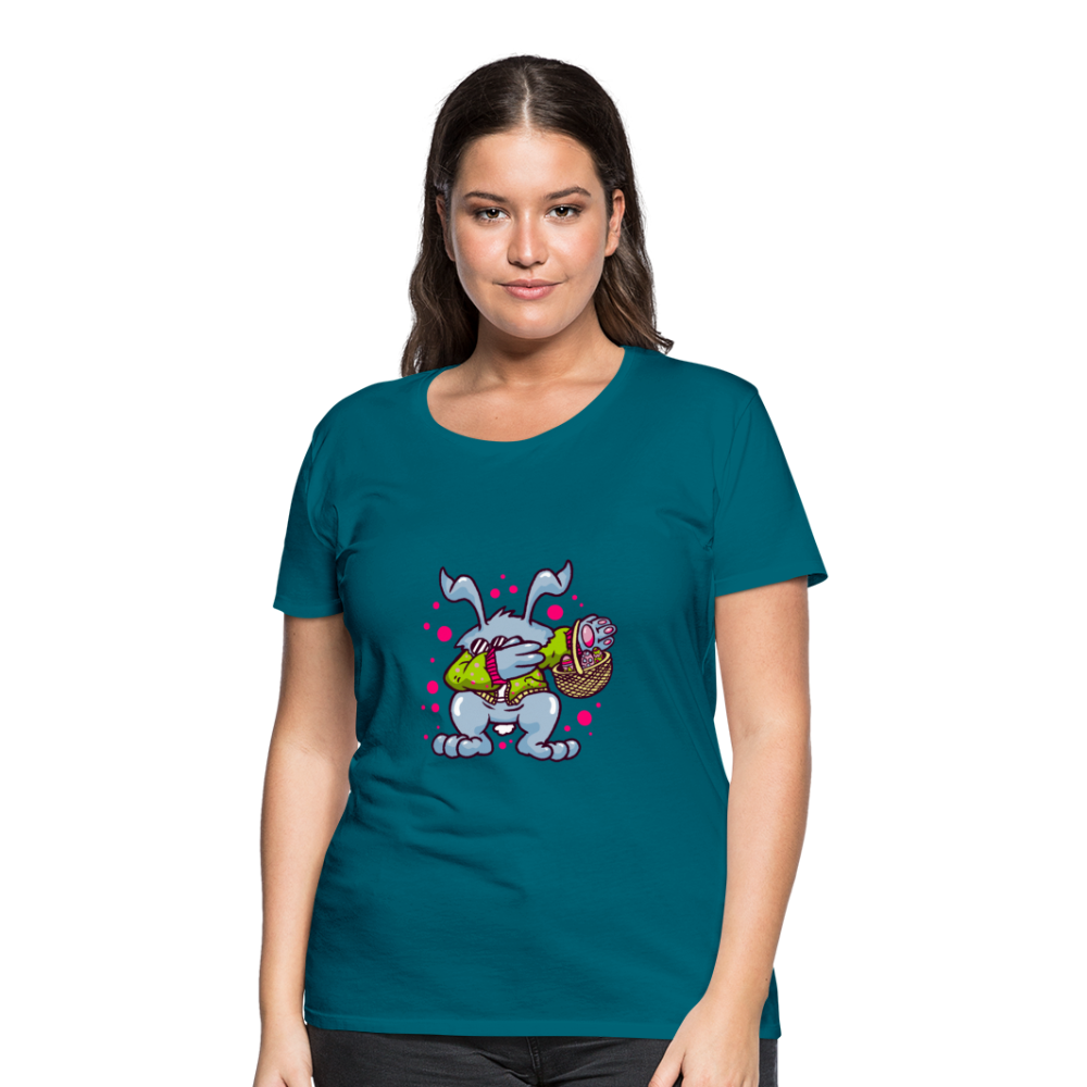 Hüpf in den Frühling: Unser süßes Damen Premium -T-Shirt mit Osterhasen-Motiv - Divablau