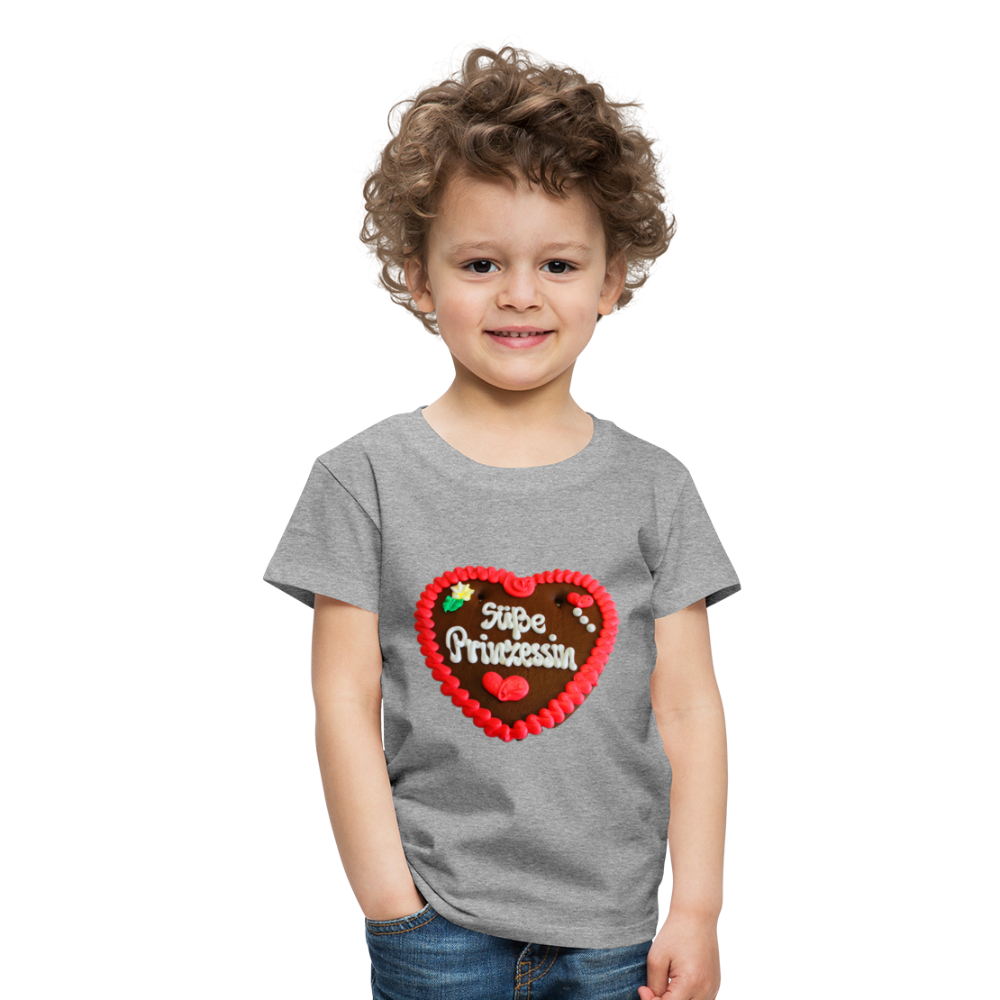 Kinder Premium T-Shirt Lebkuchenherz Süße Prinzessin - Grau meliert