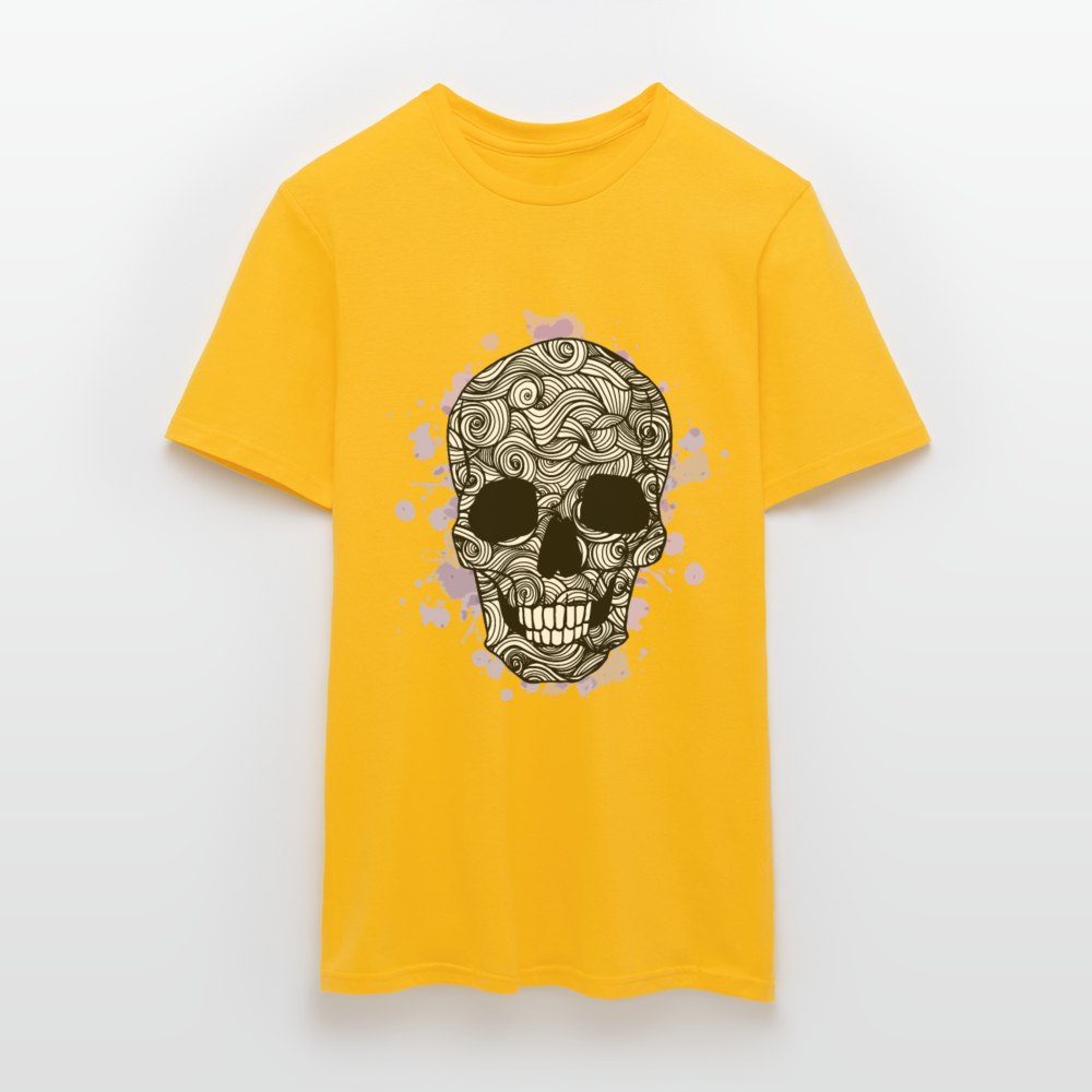 Dunkle Eleganz: Totenkopf- Herren T-Shirt für wahre Gothic-Fans - Gelb