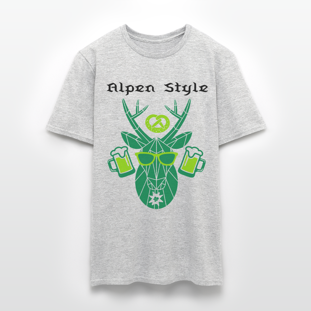 Herren - Männer T-Shirt bayrisch Alpen Style grün - Grau meliert