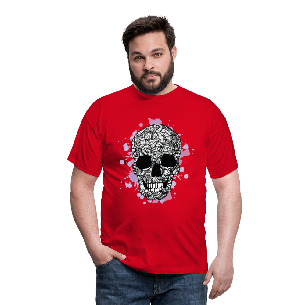 Dunkle Eleganz: Totenkopf- Herren T-Shirt für wahre Gothic-Fans - Rot