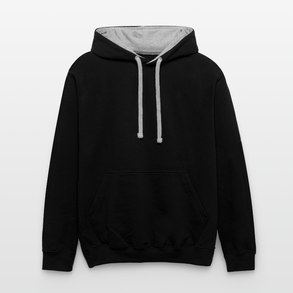 Rebellischer Herren Kontrast-Hoodie mit Totenkopf: Mach dich unverwechselbar - Schwarz/Grau meliert