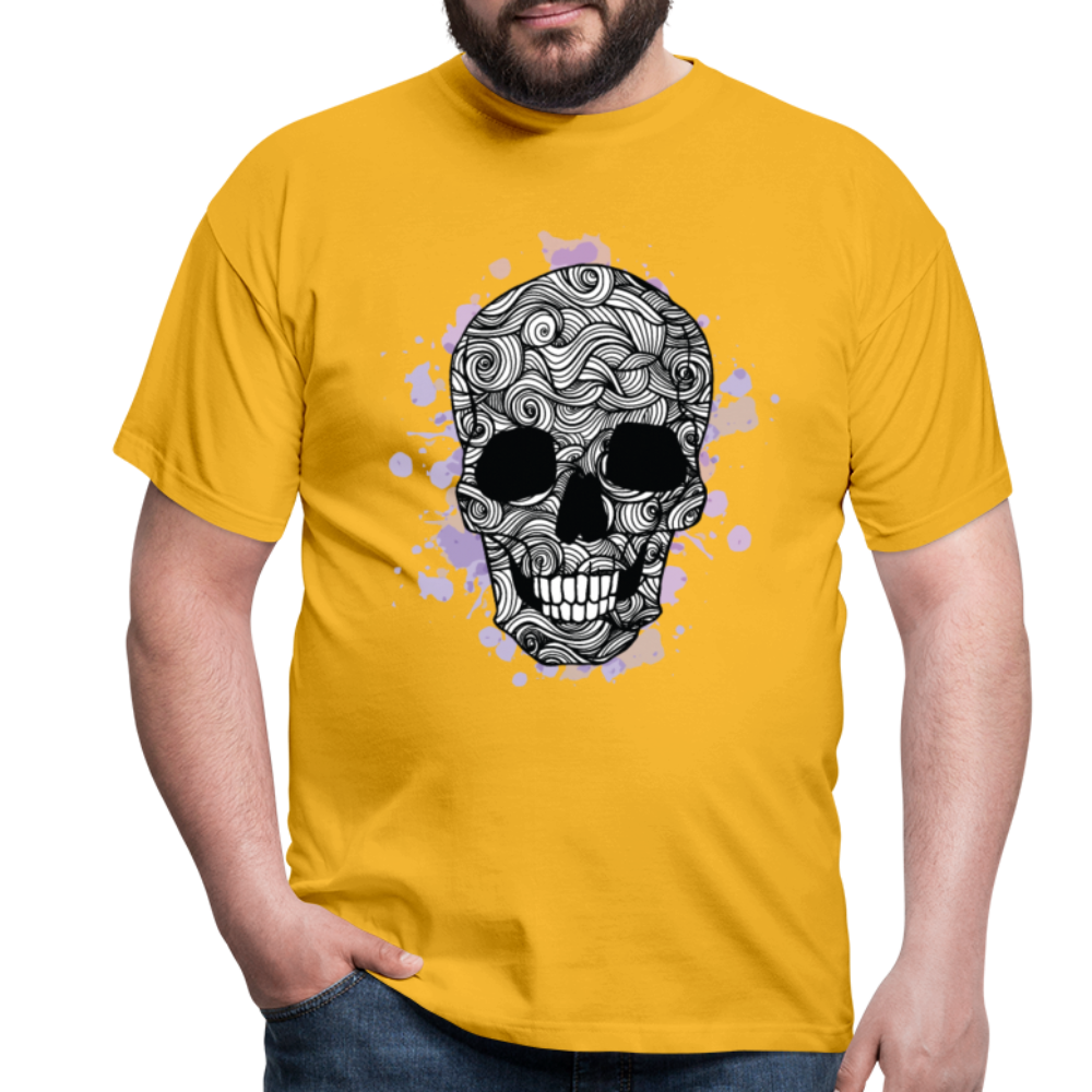 Dunkle Eleganz: Totenkopf- Herren T-Shirt für wahre Gothic-Fans - Gelb