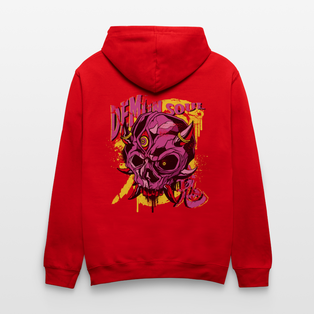 Gothic Herren Hoodie mit Dämonenschädel: Zeige deine dunkle Seite - Rot/Weiß