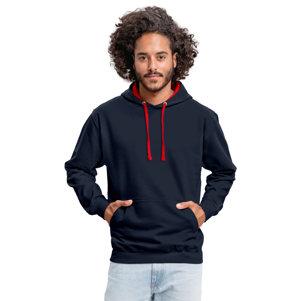 Rebellischer Herren Kontrast-Hoodie mit Totenkopf: Mach dich unverwechselbar - Navy/Rot