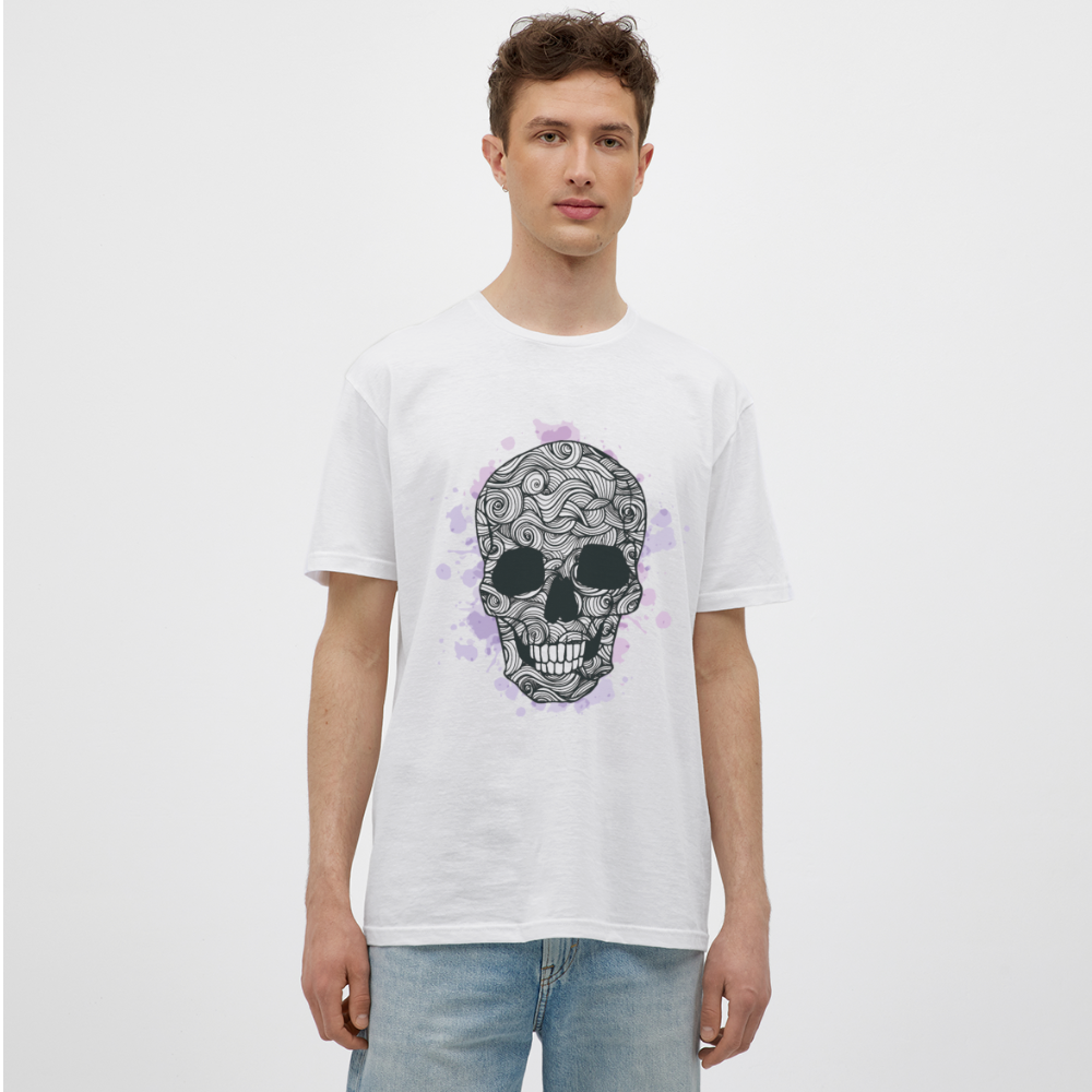 Dunkle Eleganz: Totenkopf- Herren T-Shirt für wahre Gothic-Fans - Weiß