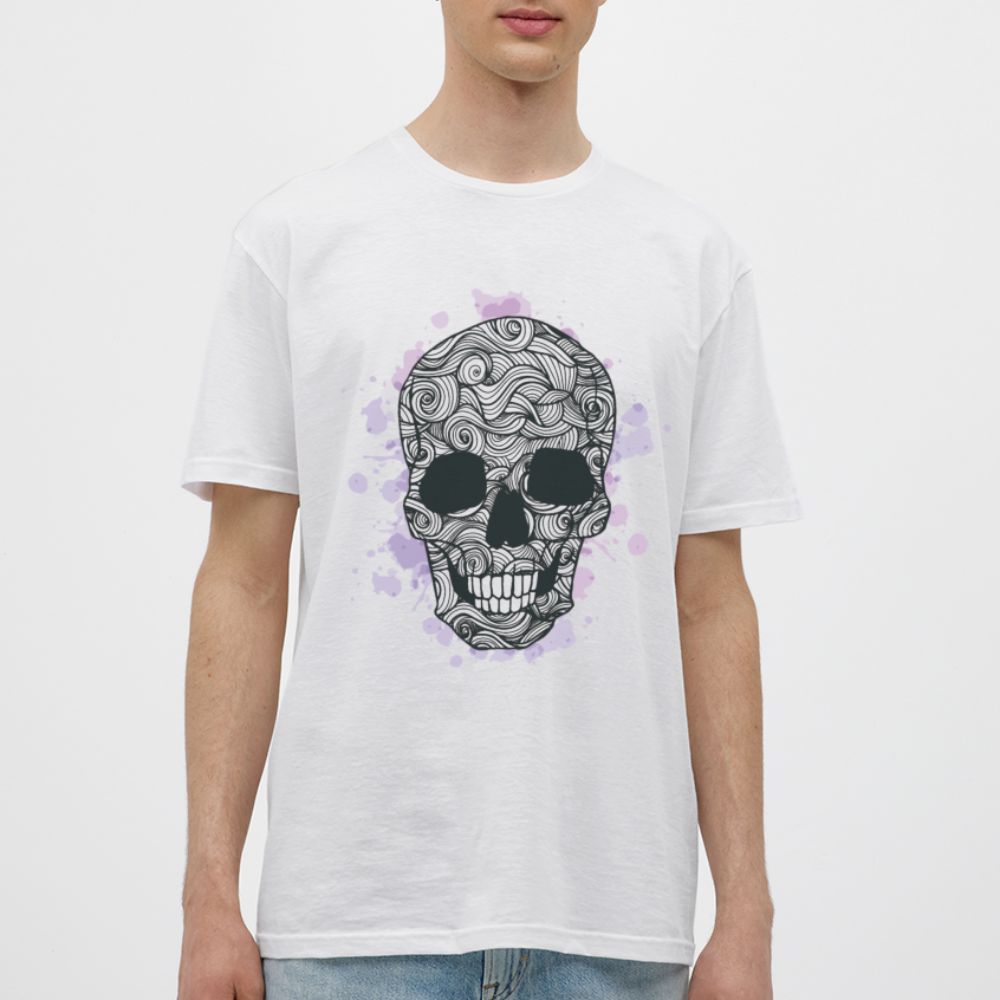 Dunkle Eleganz: Totenkopf- Herren T-Shirt für wahre Gothic-Fans - Weiß