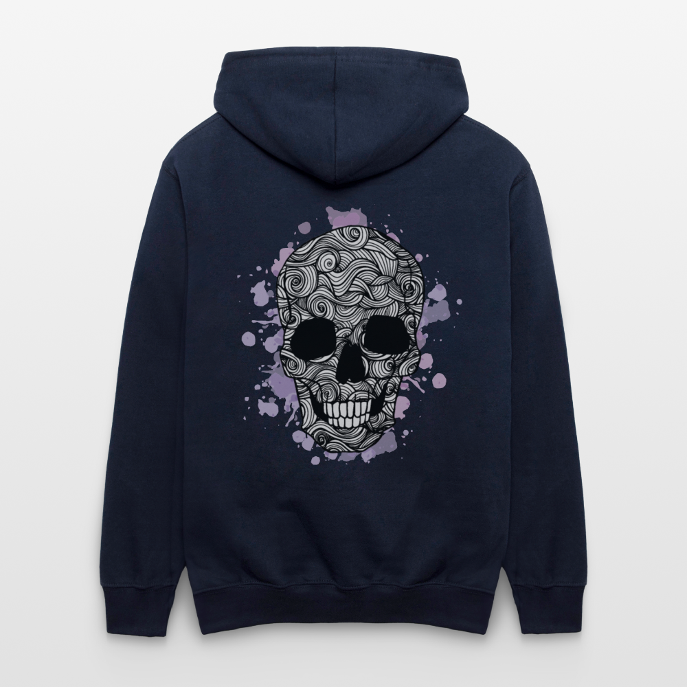 Rebellischer Herren Kontrast-Hoodie mit Totenkopf: Mach dich unverwechselbar - Navy/Grau meliert