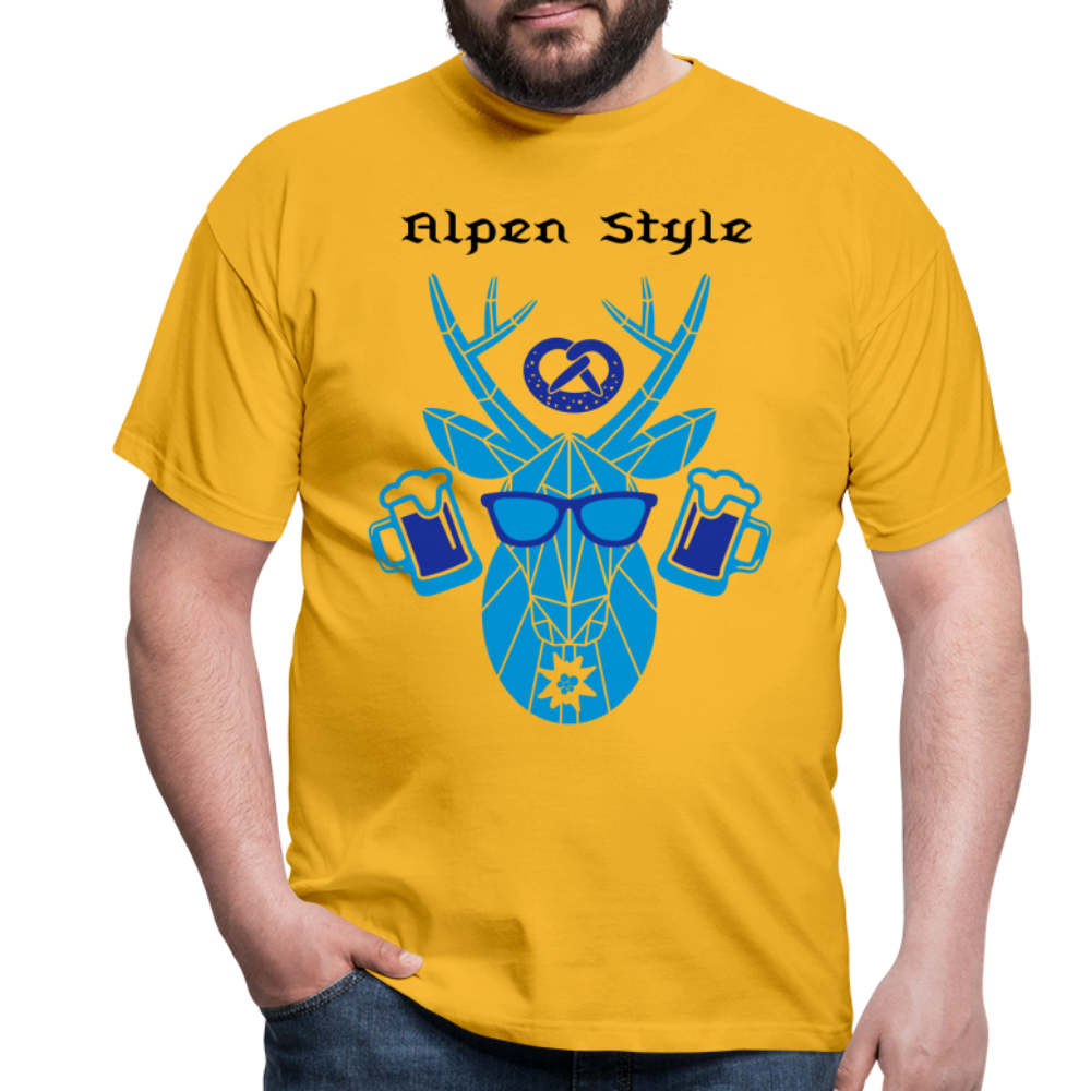 Herren - Männer T-Shirt bayrisch Alpen Style blau - Gelb