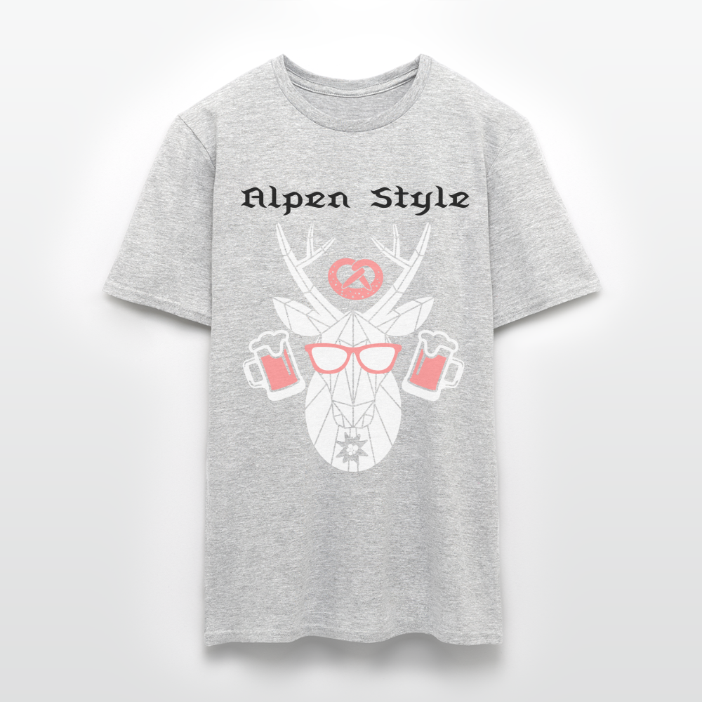 Herren - Männer T-Shirt bayrisch Alpen Style rot - Grau meliert