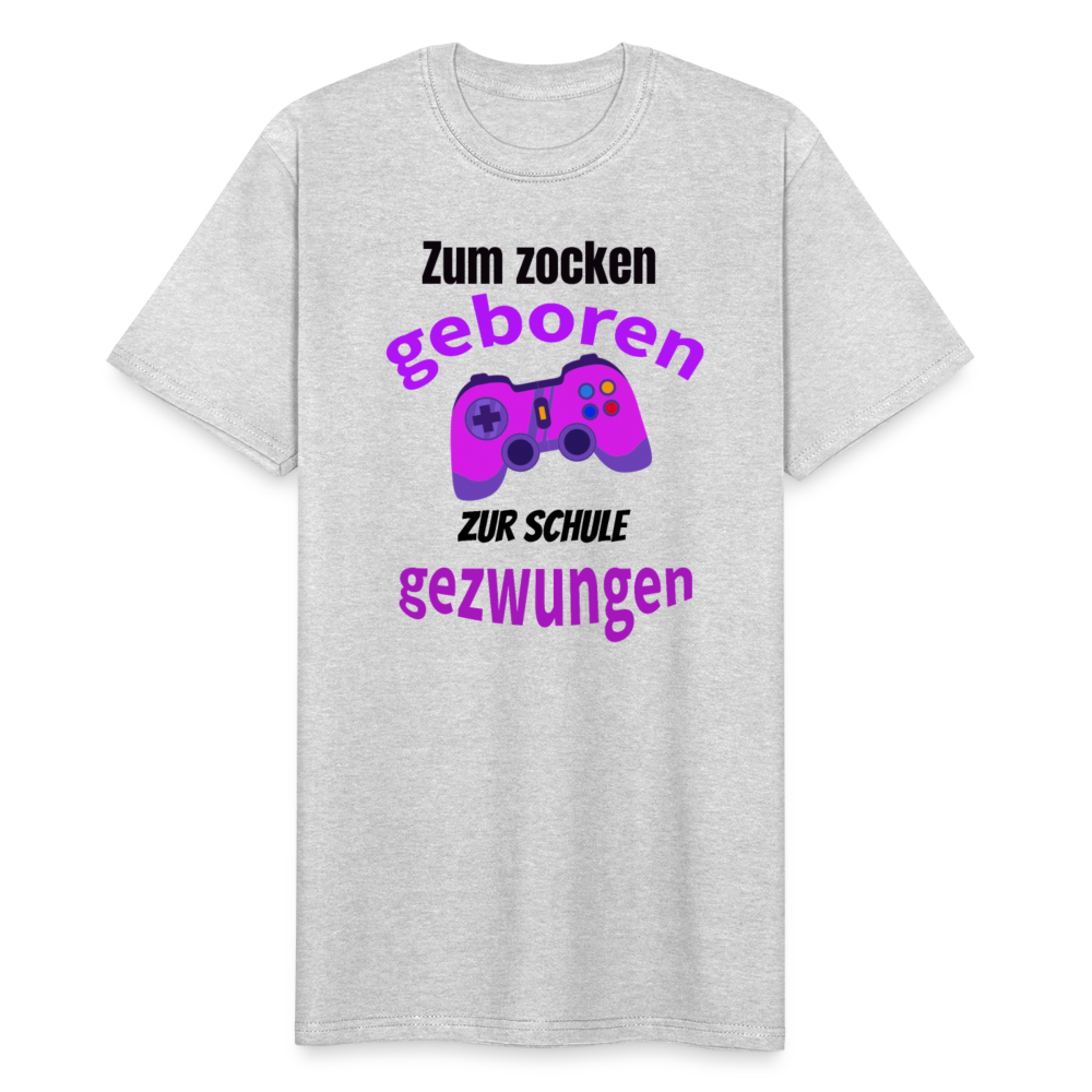 Männer Workwear T-Shirt - Zum Zocken geboren, zur Schule gezwungen! Das witzigste Geschenk für alle Gamer - Grau meliert