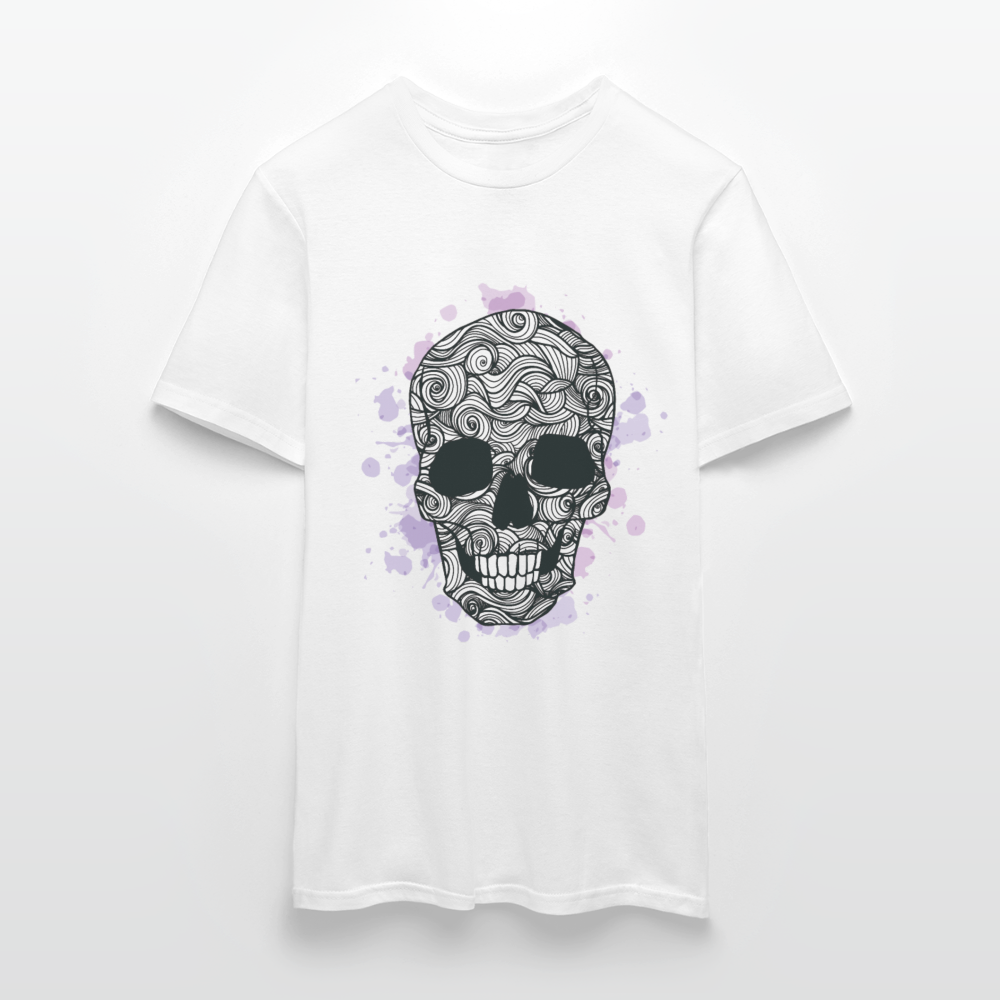 Dunkle Eleganz: Totenkopf- Herren T-Shirt für wahre Gothic-Fans - Weiß