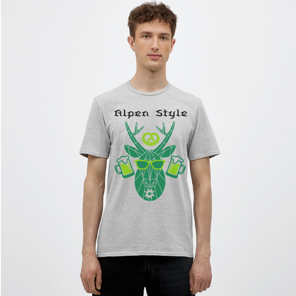 Herren - Männer T-Shirt bayrisch Alpen Style grün - Grau meliert