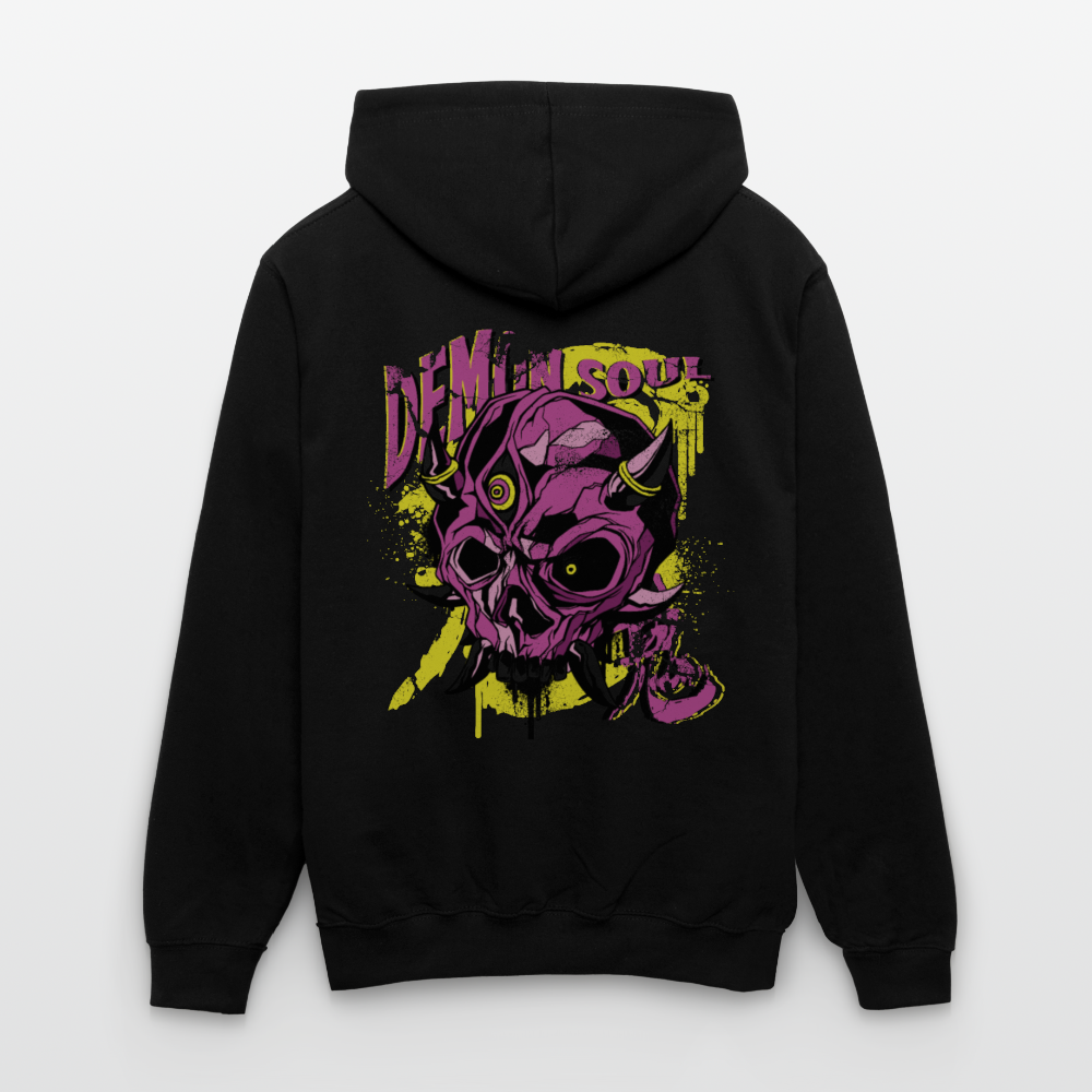 Gothic Herren Hoodie mit Dämonenschädel: Zeige deine dunkle Seite - Schwarz/Grau meliert