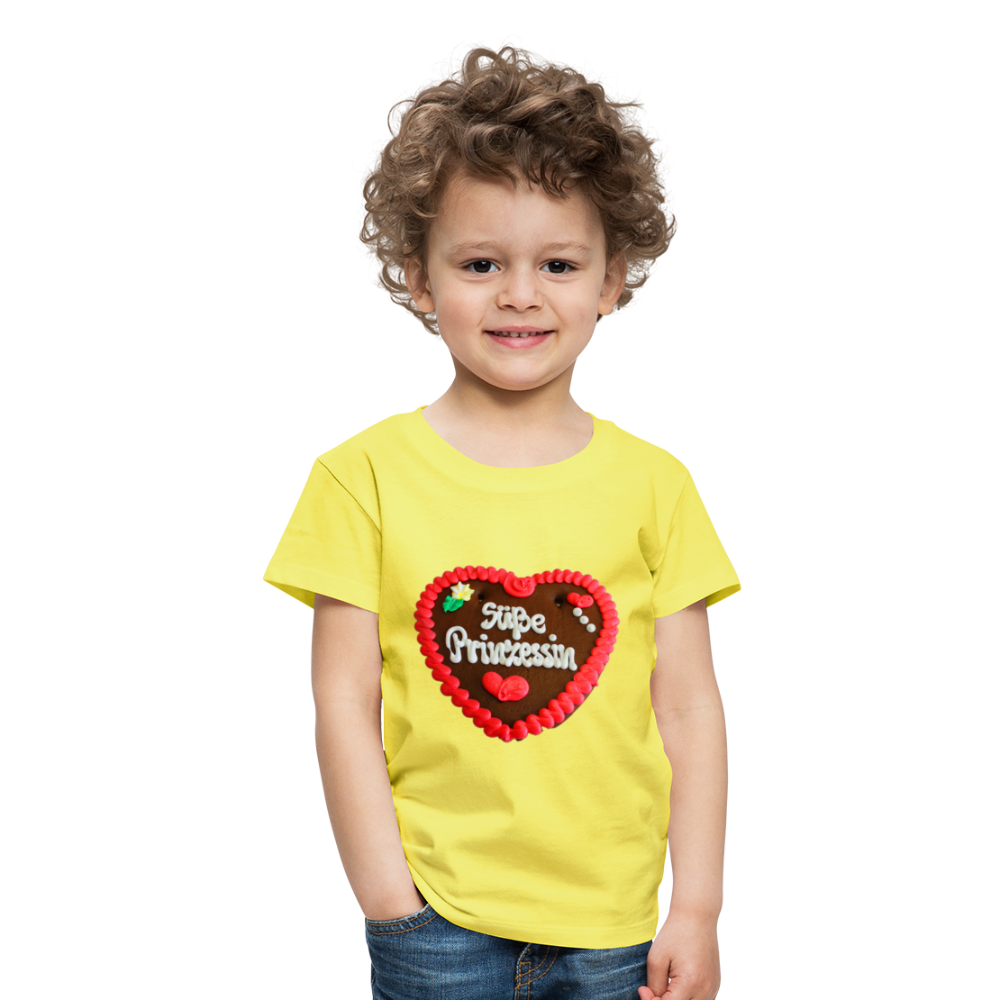 Kinder Premium T-Shirt Lebkuchenherz Süße Prinzessin - Gelb