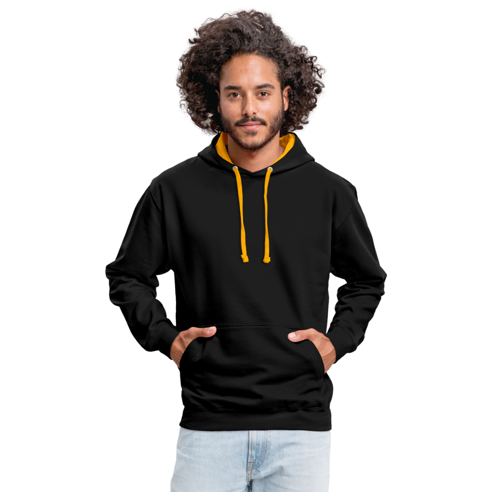 Rebellischer Herren Kontrast-Hoodie mit Totenkopf: Mach dich unverwechselbar - Schwarz/Gold