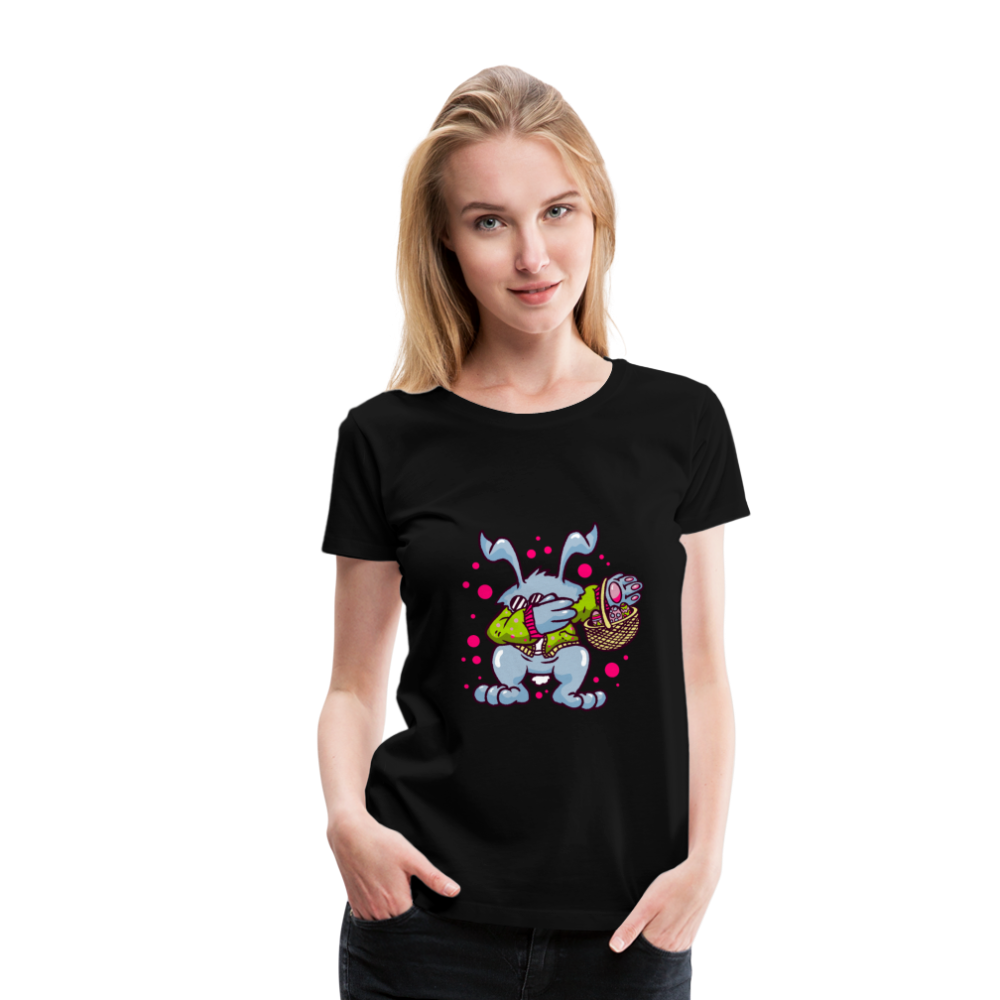 Hüpf in den Frühling: Unser süßes Damen Premium -T-Shirt mit Osterhasen-Motiv - Schwarz