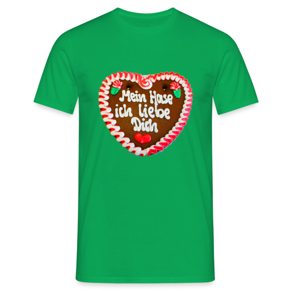 Herren - Männer T-Shirt Lebkuchenherz Mein Hase ich liebe Dich - Kelly Green