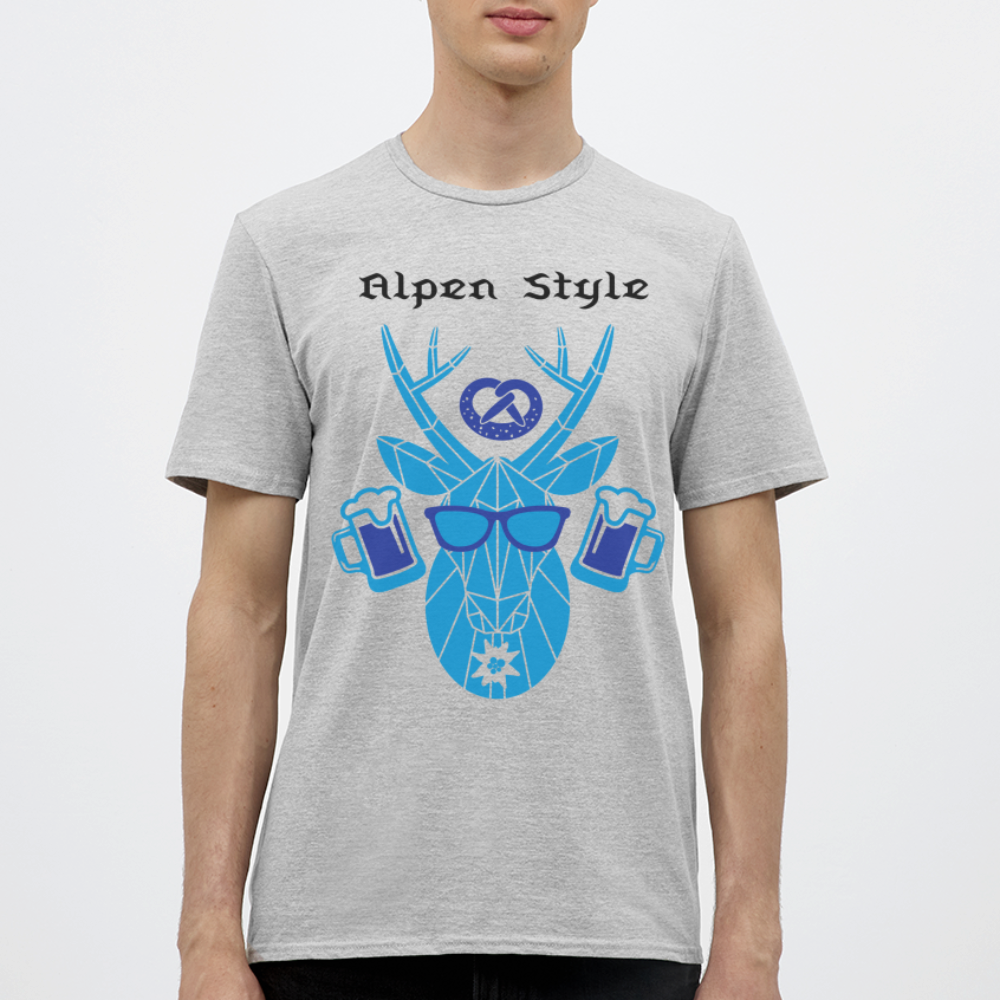 Herren - Männer T-Shirt bayrisch Alpen Style blau - Grau meliert