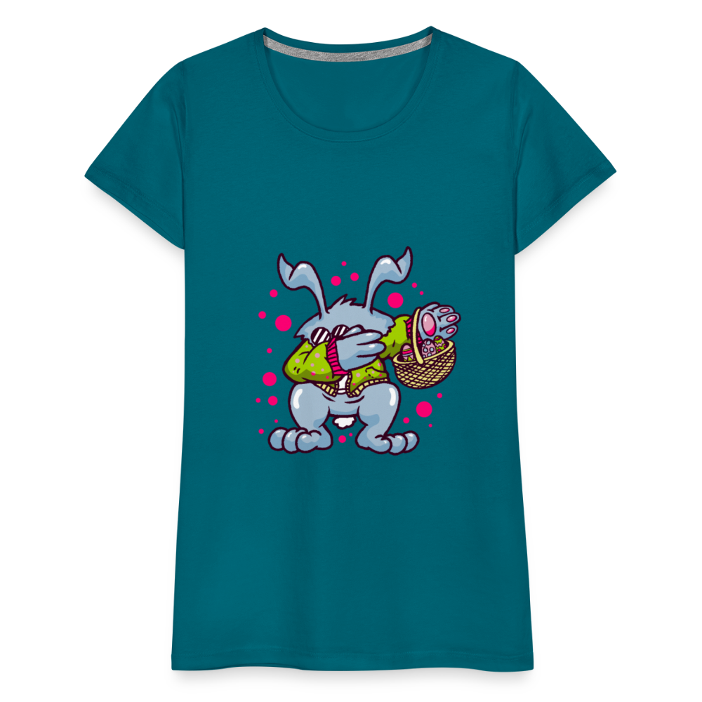 Hüpf in den Frühling: Unser süßes Damen Premium -T-Shirt mit Osterhasen-Motiv - Divablau