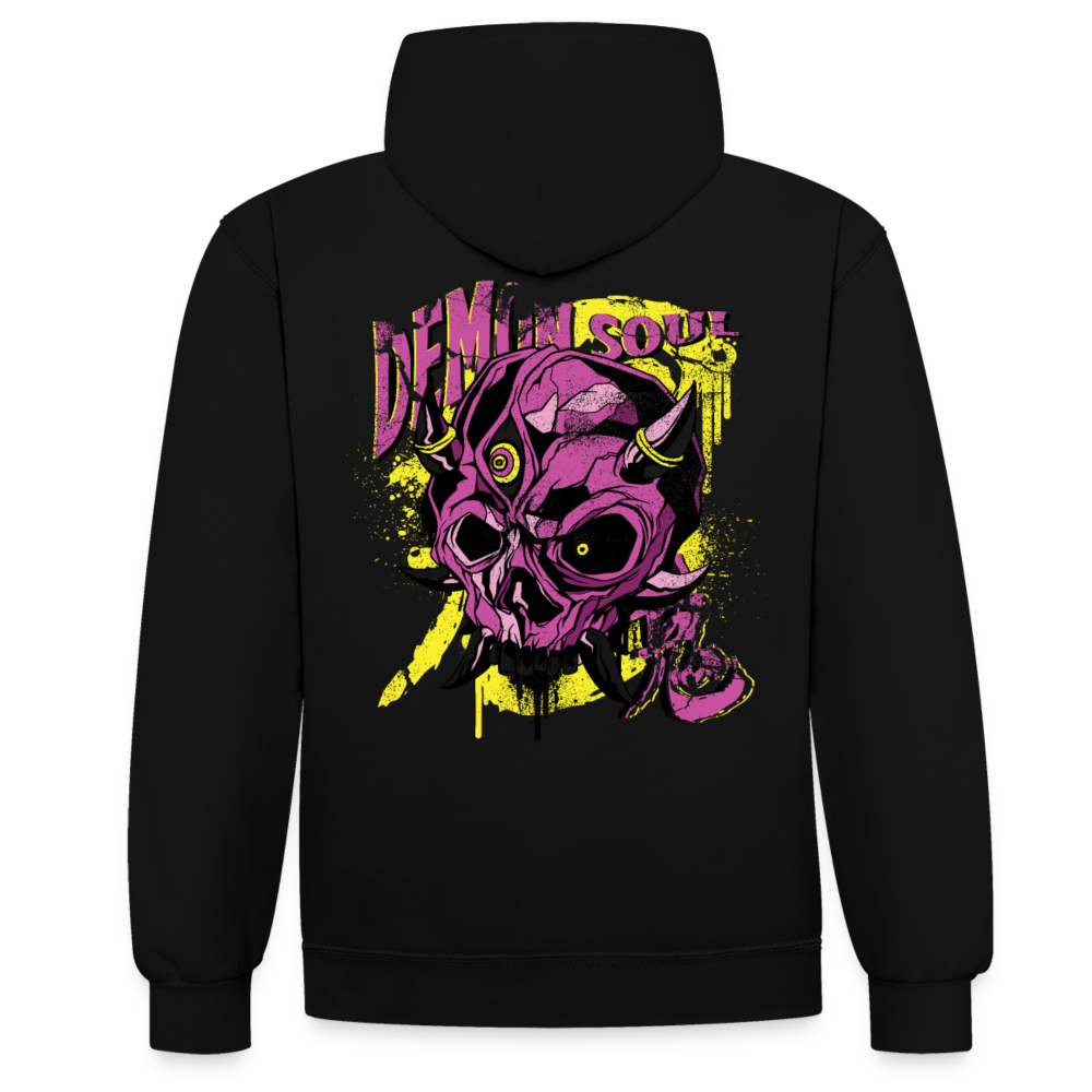 Gothic Herren Hoodie mit Dämonenschädel: Zeige deine dunkle Seite - Schwarz/Grau meliert