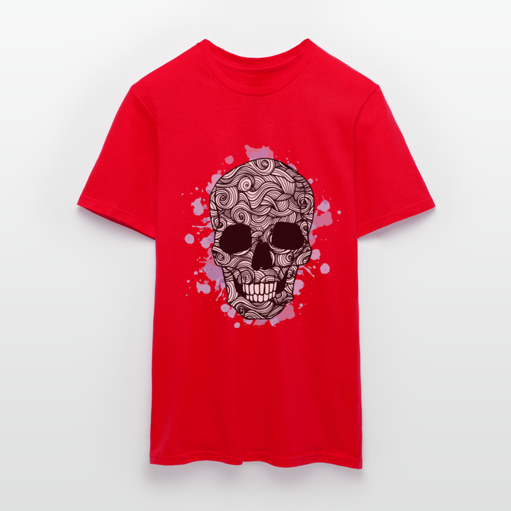 Dunkle Eleganz: Totenkopf- Herren T-Shirt für wahre Gothic-Fans - Rot