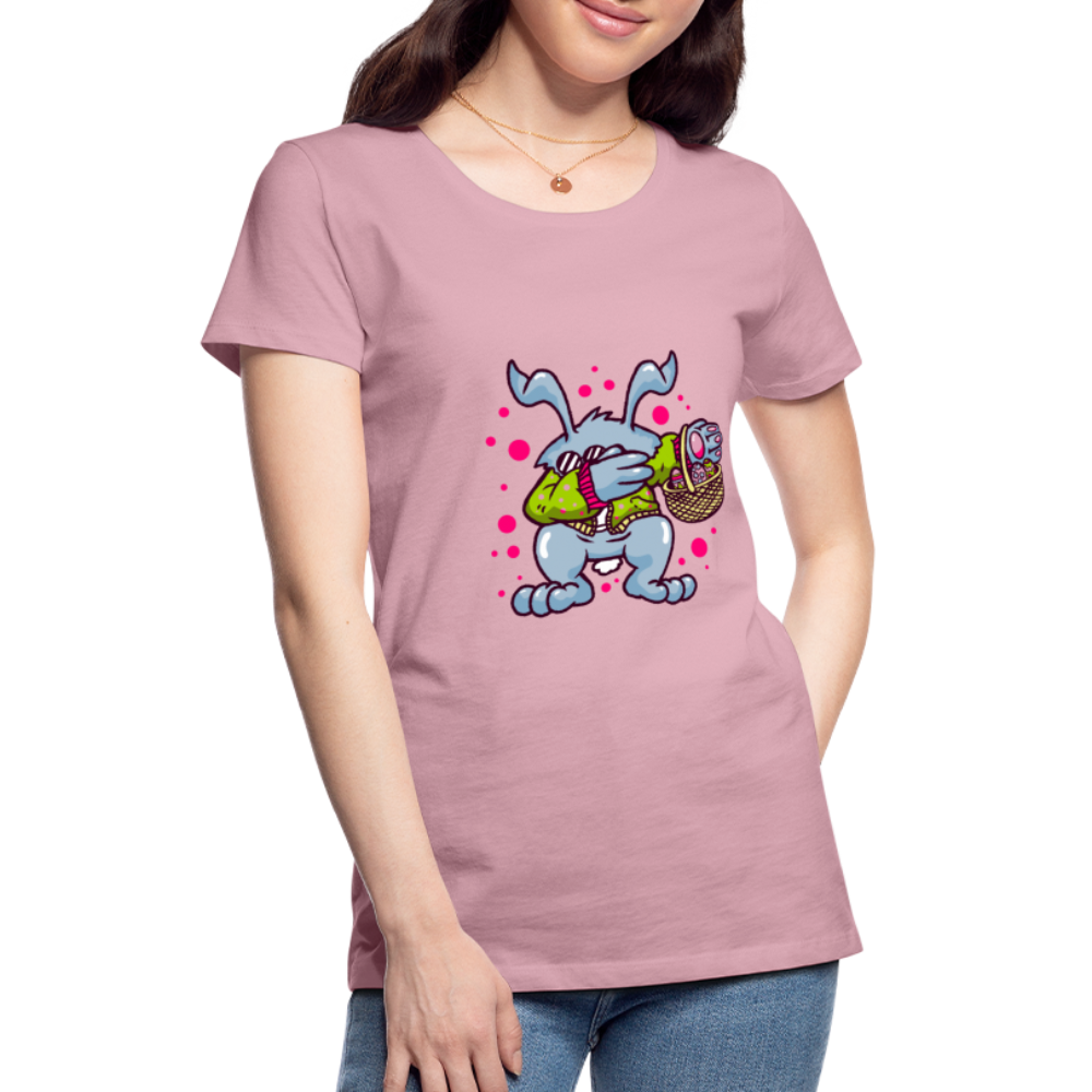 Hüpf in den Frühling: Unser süßes Damen Premium -T-Shirt mit Osterhasen-Motiv - Hellrosa