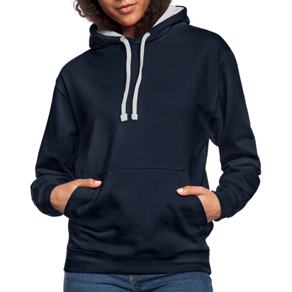 Rebellischer Herren Kontrast-Hoodie mit Totenkopf: Mach dich unverwechselbar - Navy/Grau meliert