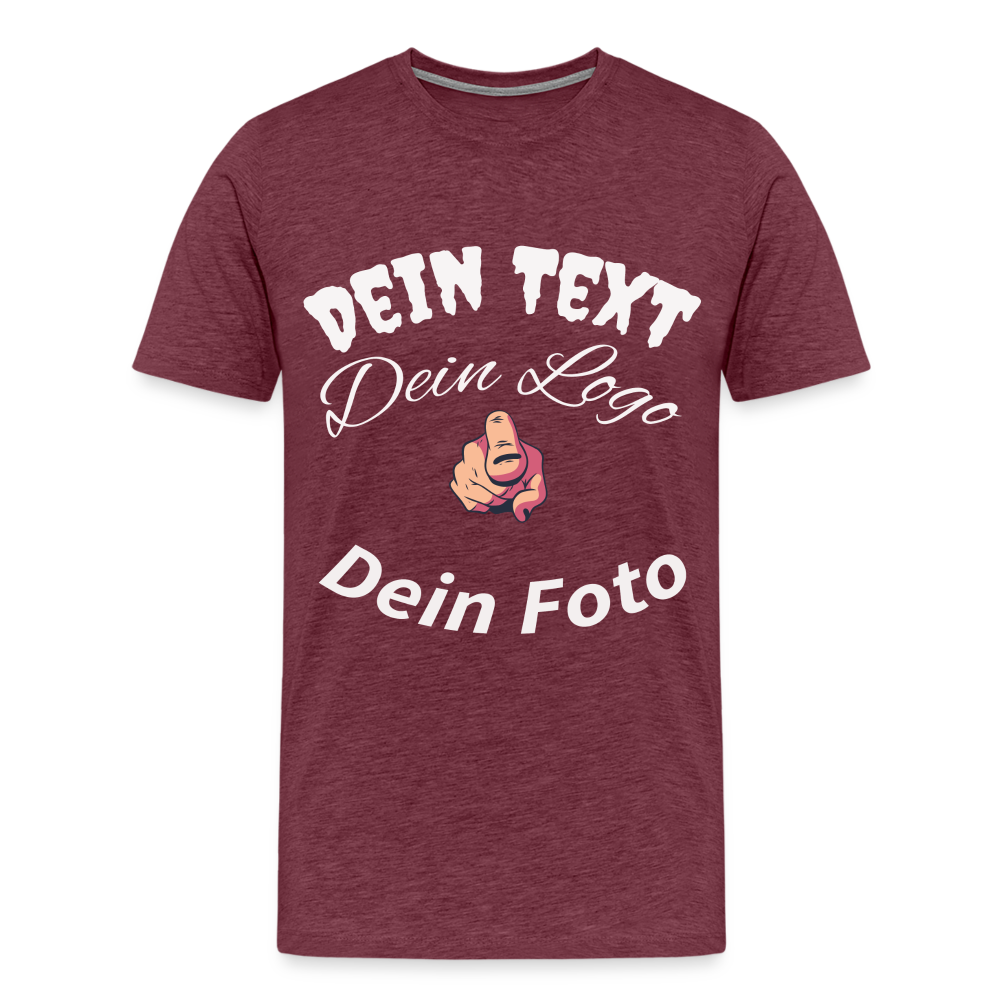 Das perfekte Geschenk: Ein personalisiertes Herren - Männer Premium T-Shirt - Bordeauxrot meliert