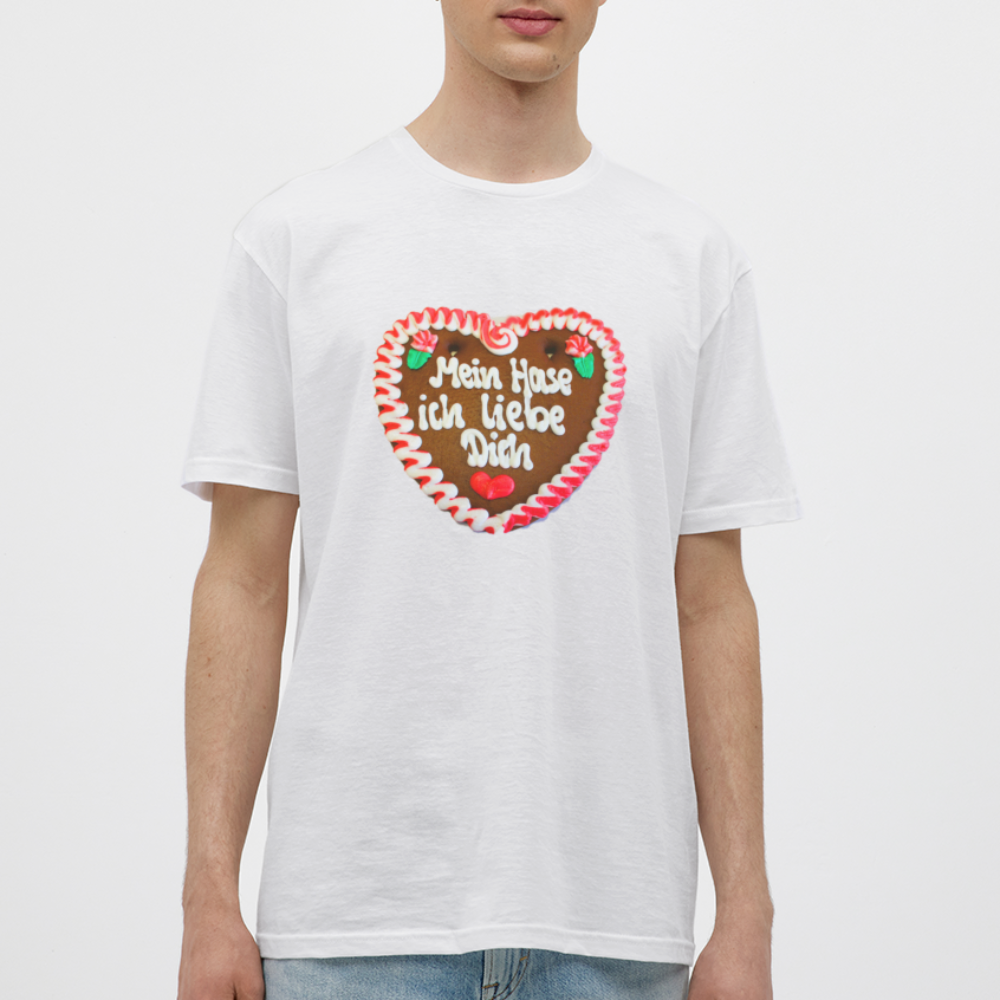 Herren - Männer T-Shirt Lebkuchenherz Mein Hase ich liebe Dich - Weiß