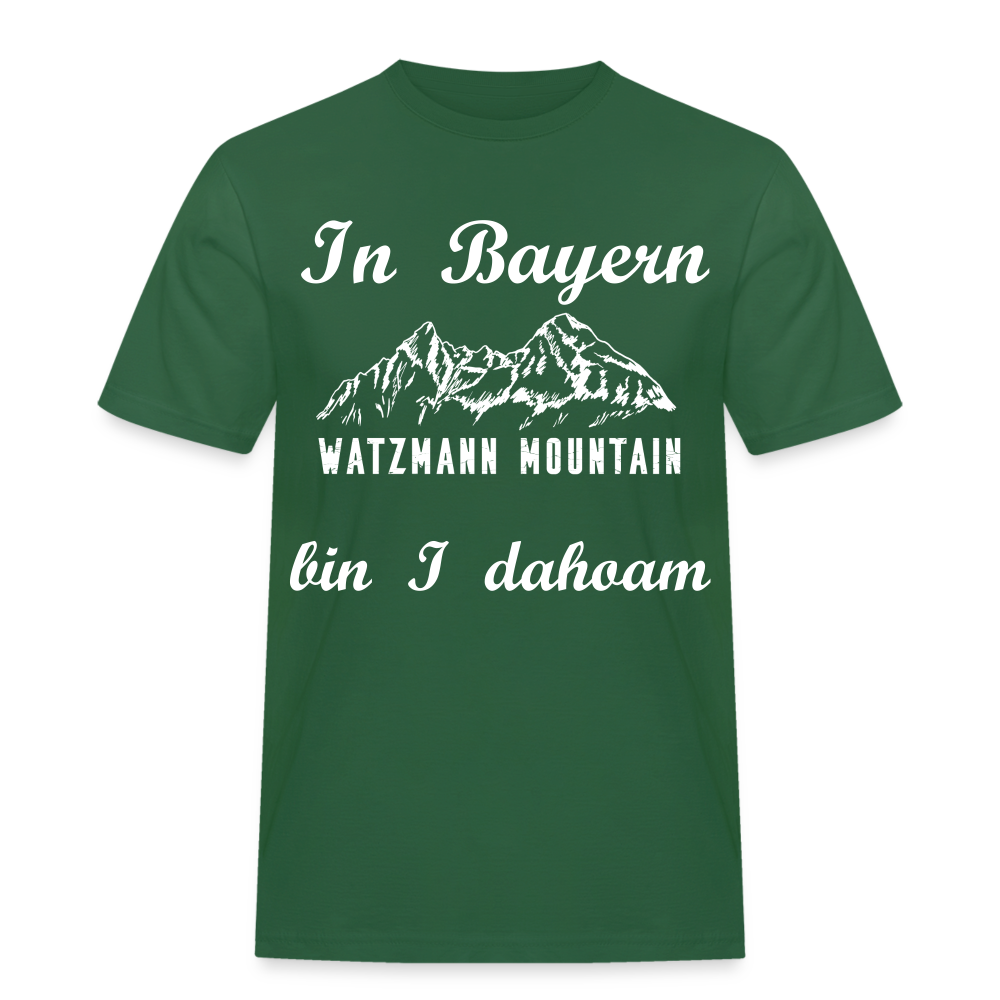 Herren - Männer Workwear T-Shirt bayrisch In Bayern bin I dahoam Watzmann Mountains - Flaschengrün