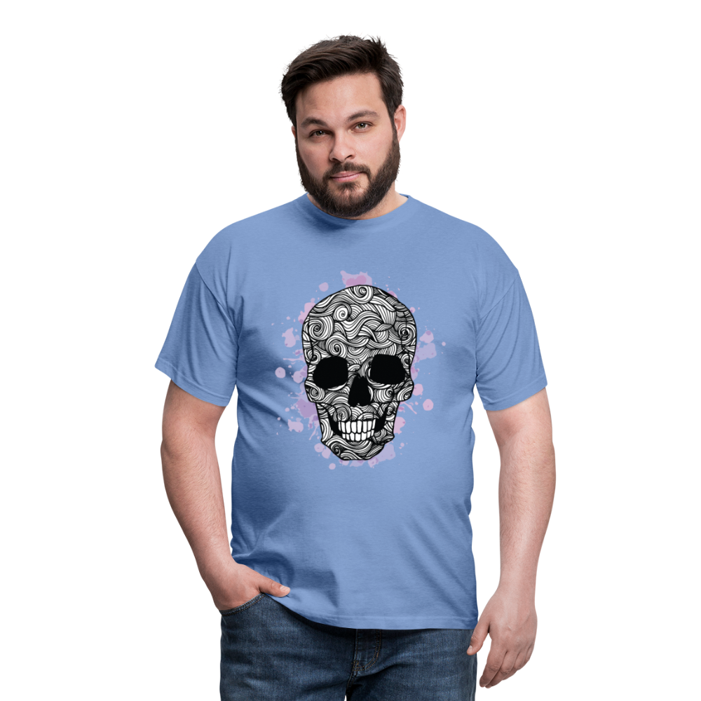 Dunkle Eleganz: Totenkopf- Herren T-Shirt für wahre Gothic-Fans - carolina blue