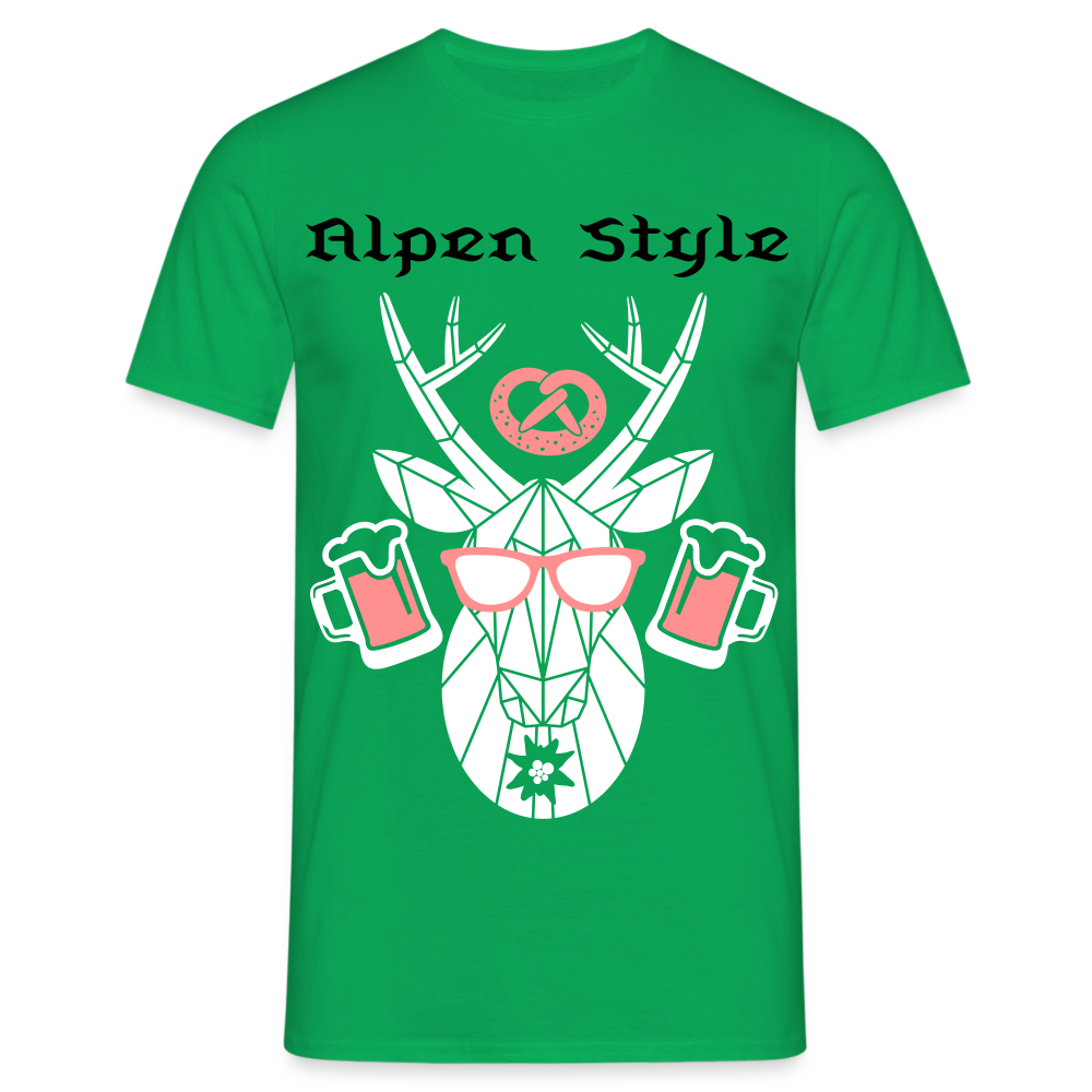 Herren - Männer T-Shirt bayrisch Alpen Style rot - Kelly Green