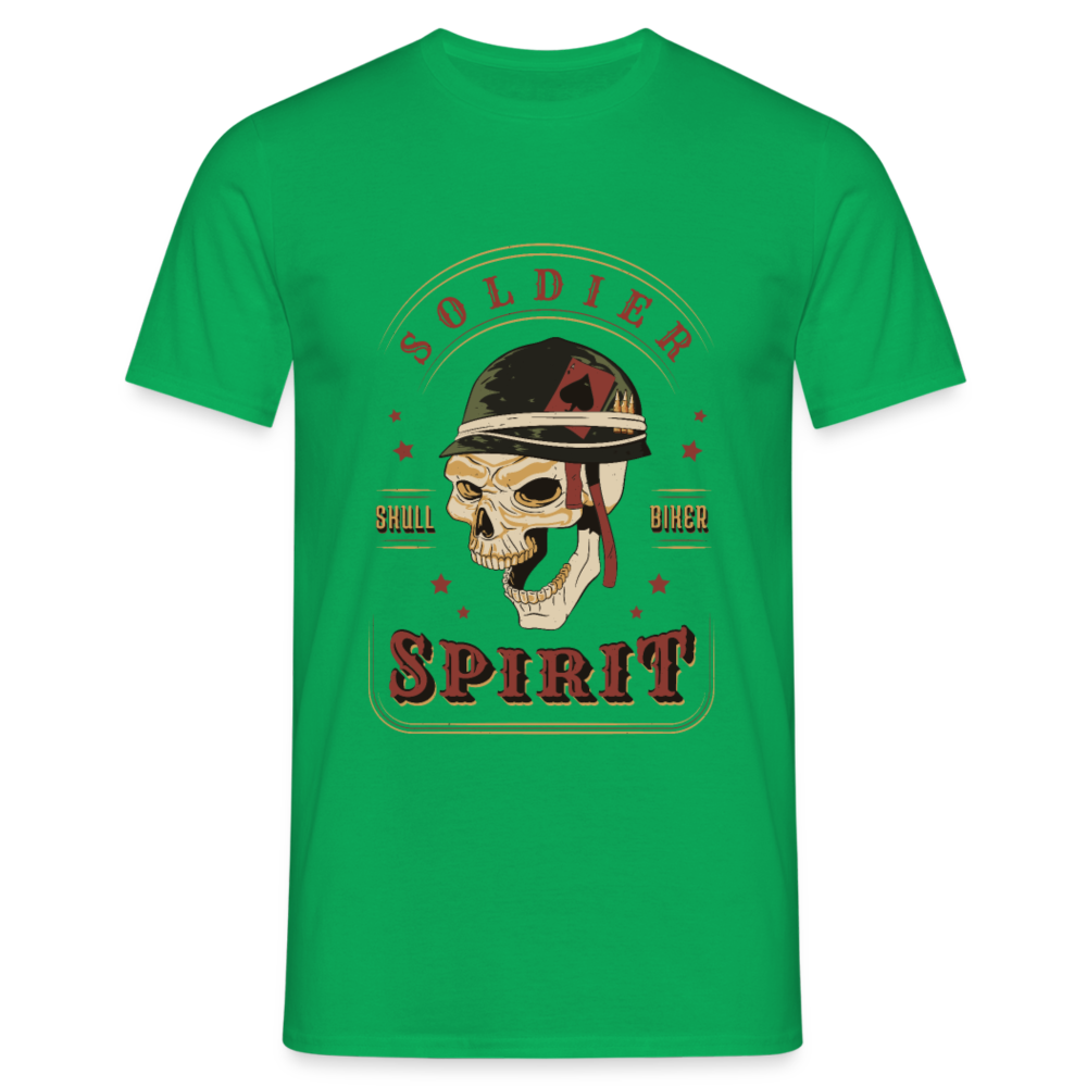 Unverwüstlich wie Stahl: Soldat-Totenkopf-Biker-Herren - T-Shirt für starke Männer - Kelly Green