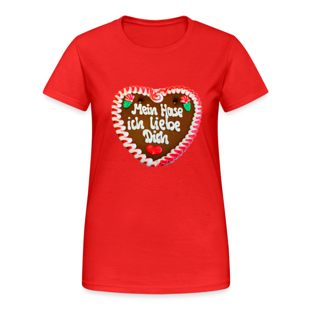 Damen - Frauen Gildan Heavy T-Shirt  Lebkuchenherz Mein Hase ich liebe Dich - Rot