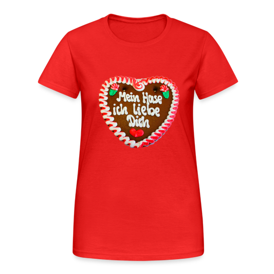 Damen - Frauen Gildan Heavy T-Shirt  Lebkuchenherz Mein Hase ich liebe Dich - Rot