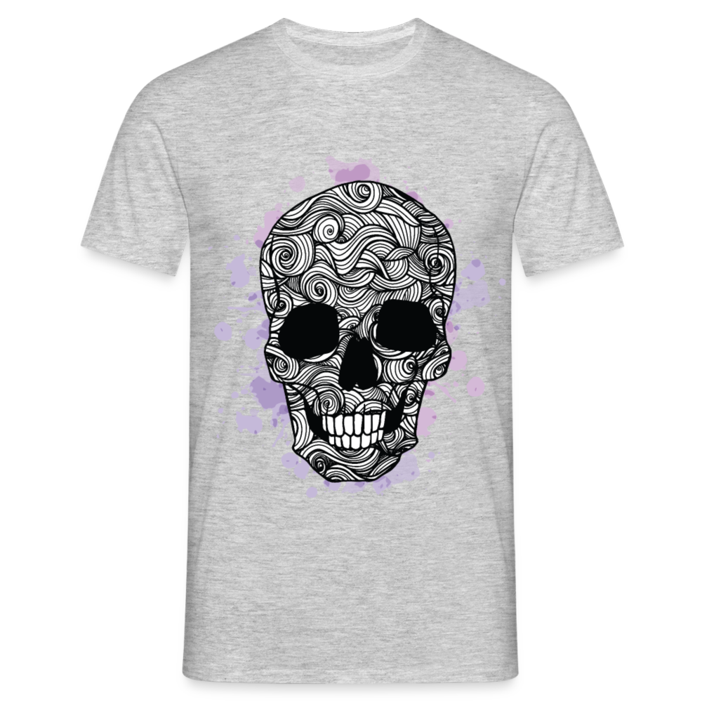 Dunkle Eleganz: Totenkopf-Herren T-Shirt für wahre Gothic-Fans - Grau meliert