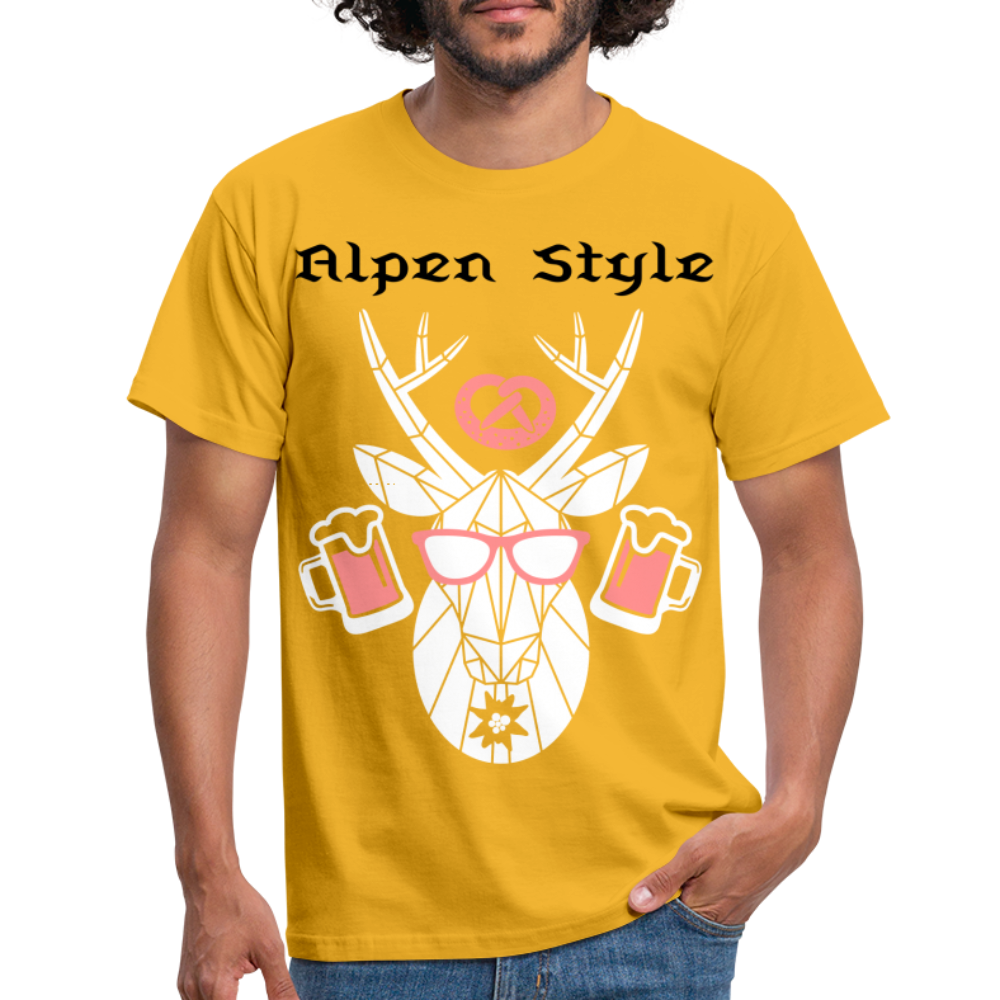 Herren - Männer T-Shirt bayrisch Alpen Style rot - Gelb